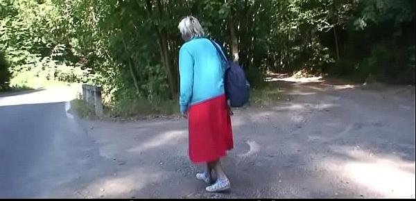  He doggy-fucks old granny right on the road-side